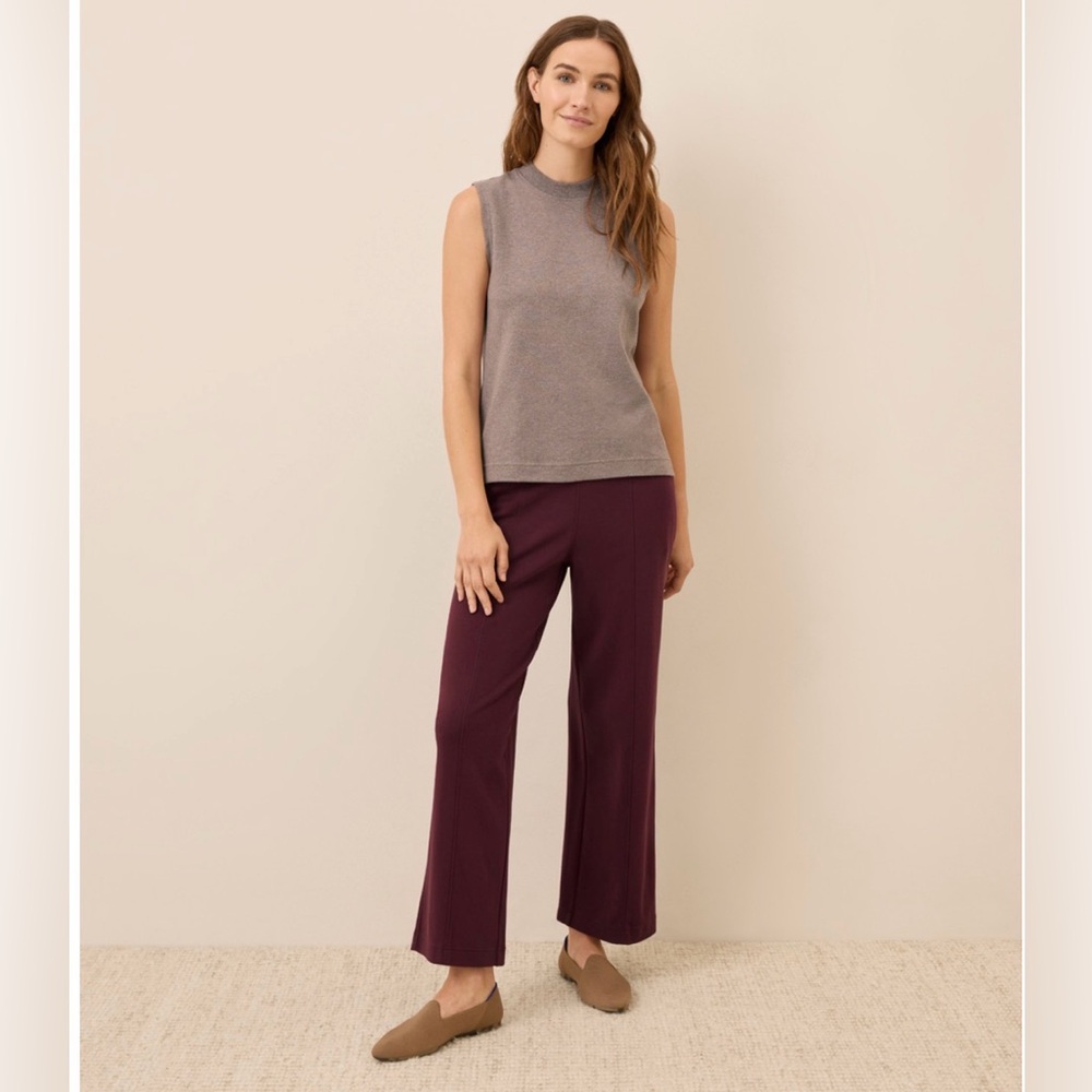 pact Organic Airplane Pintuck Wide Leg Pants in Windsor Wine